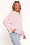 Lover Tie Sleeve Knit Sweater Pink