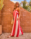 Coastal Glow Striped Strapless Jumpsuit