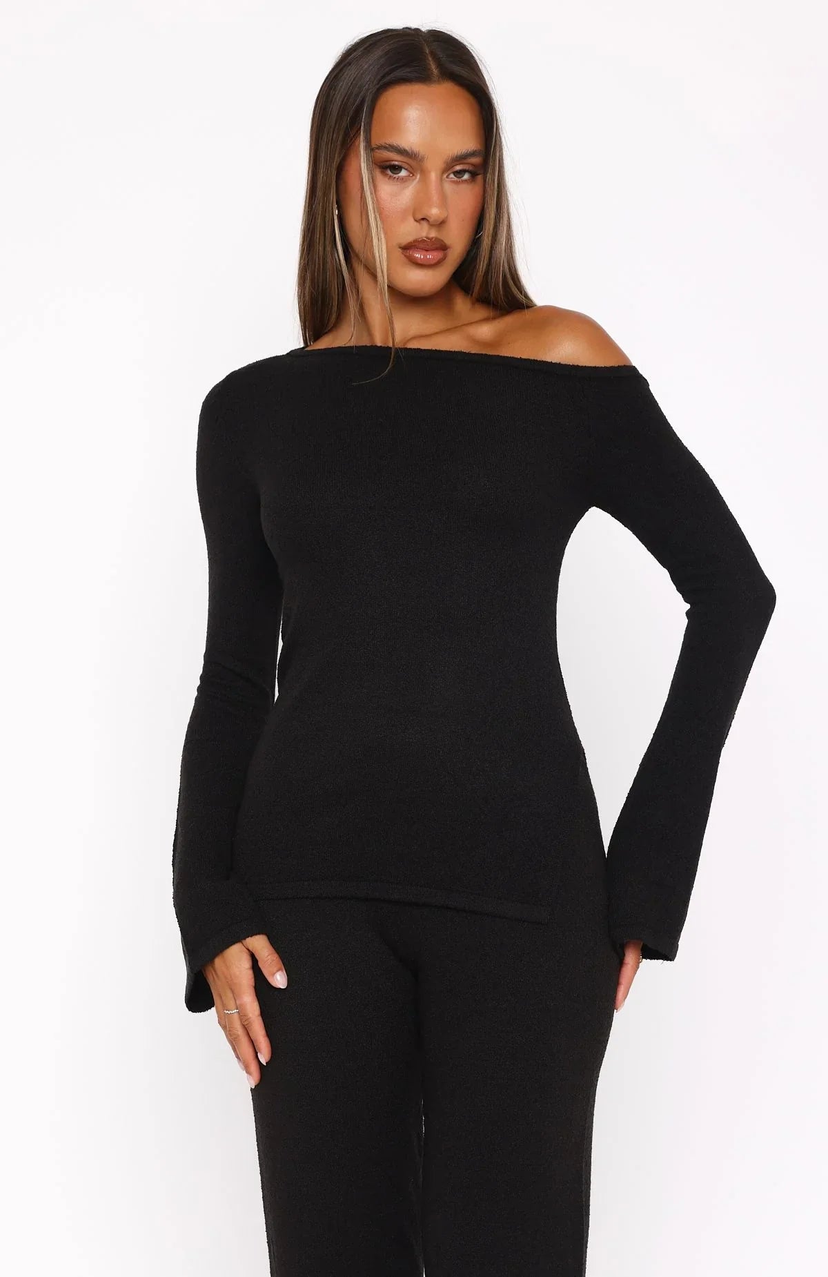 Well Be Fine Long Sleeve Top Black
