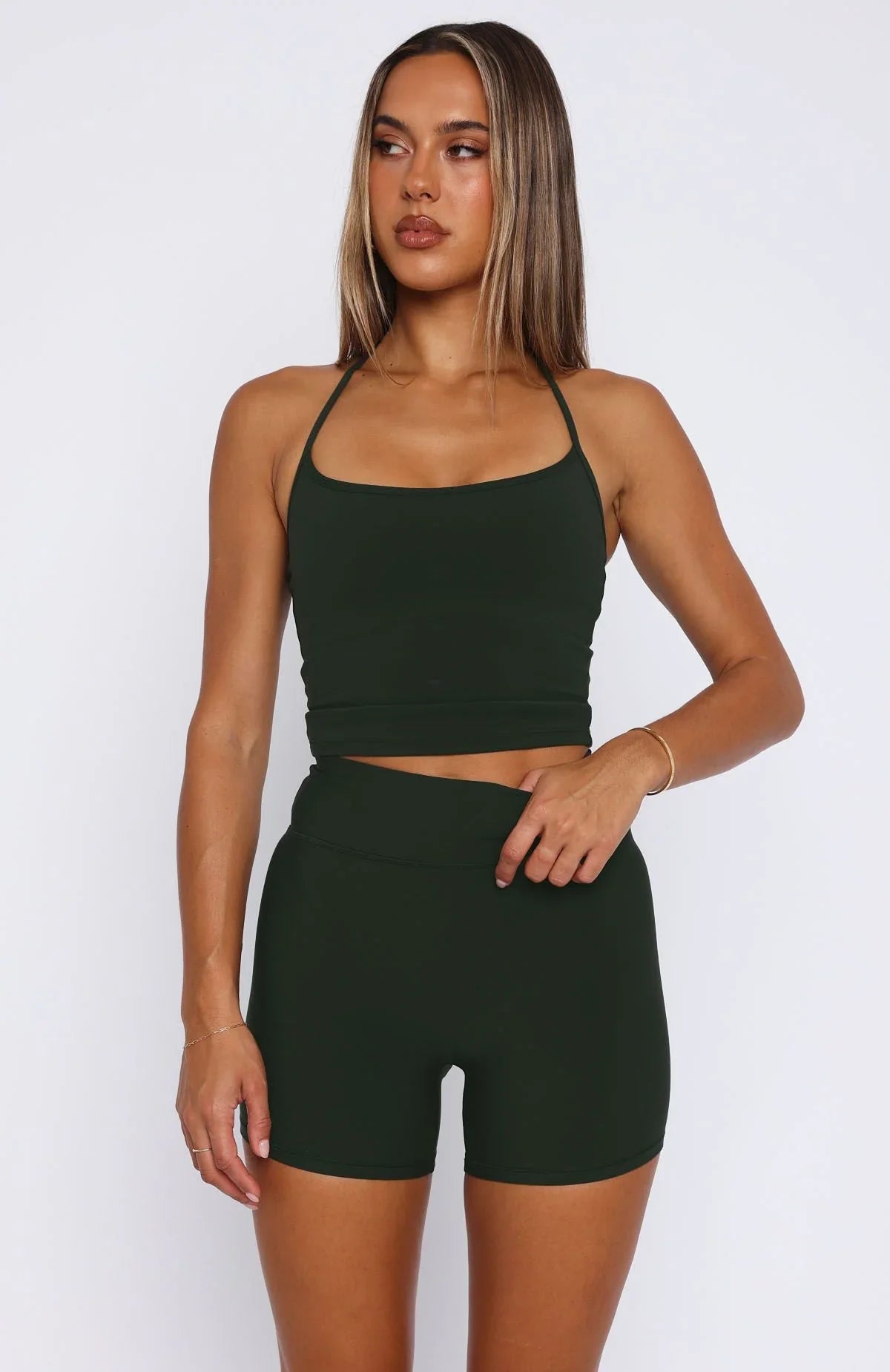 Keep Up High Waisted Shorts 4 Forest