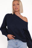Ailis Off Shoulder Sweater Navy