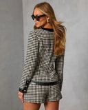 Holiday Elm Contrast Vegan Leather Trim Houndstooth Blazer