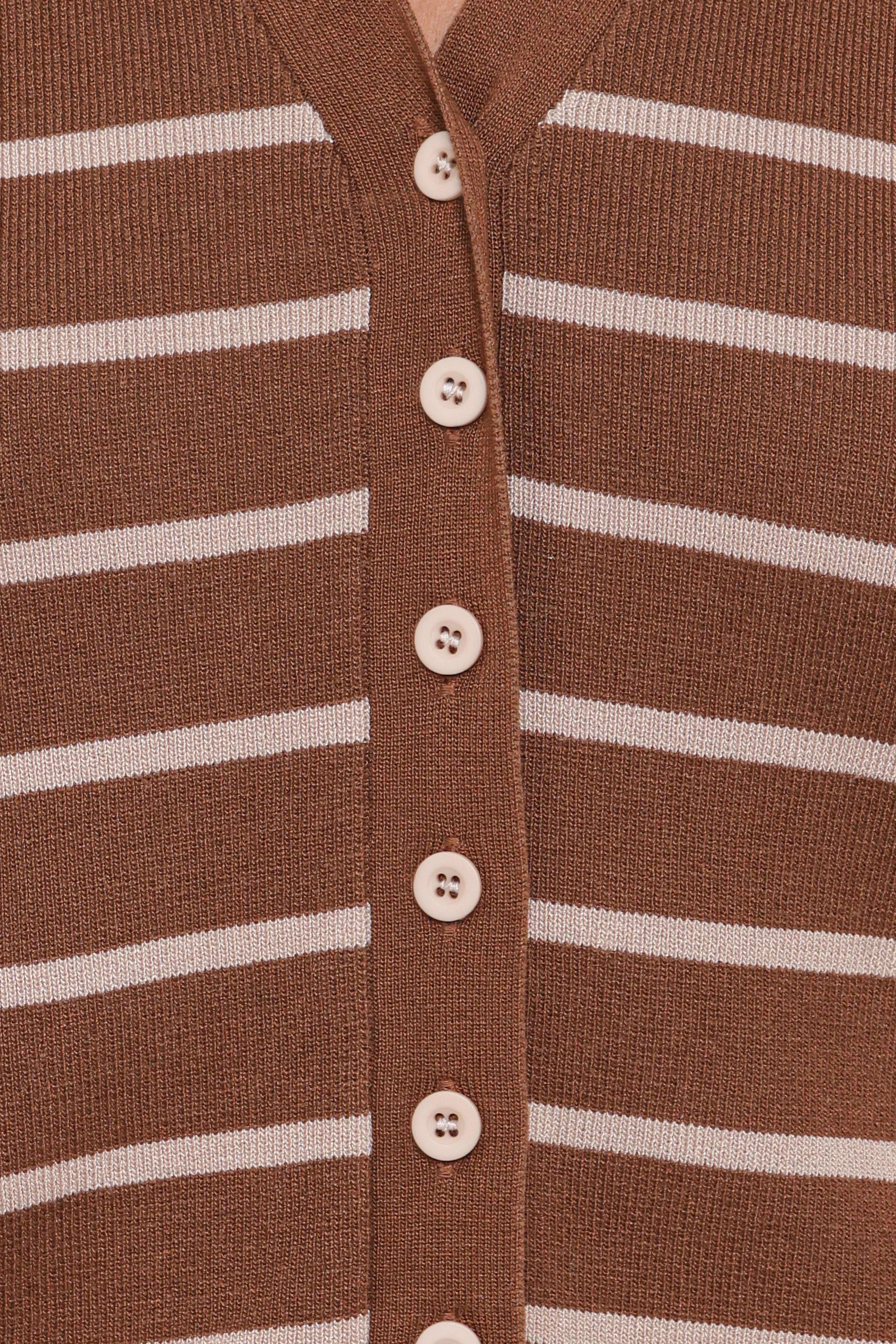 Juna Knitted Pant Set Brown Cream Stripe