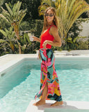 Sunny Sips Abstract Floral Maxi Skirt