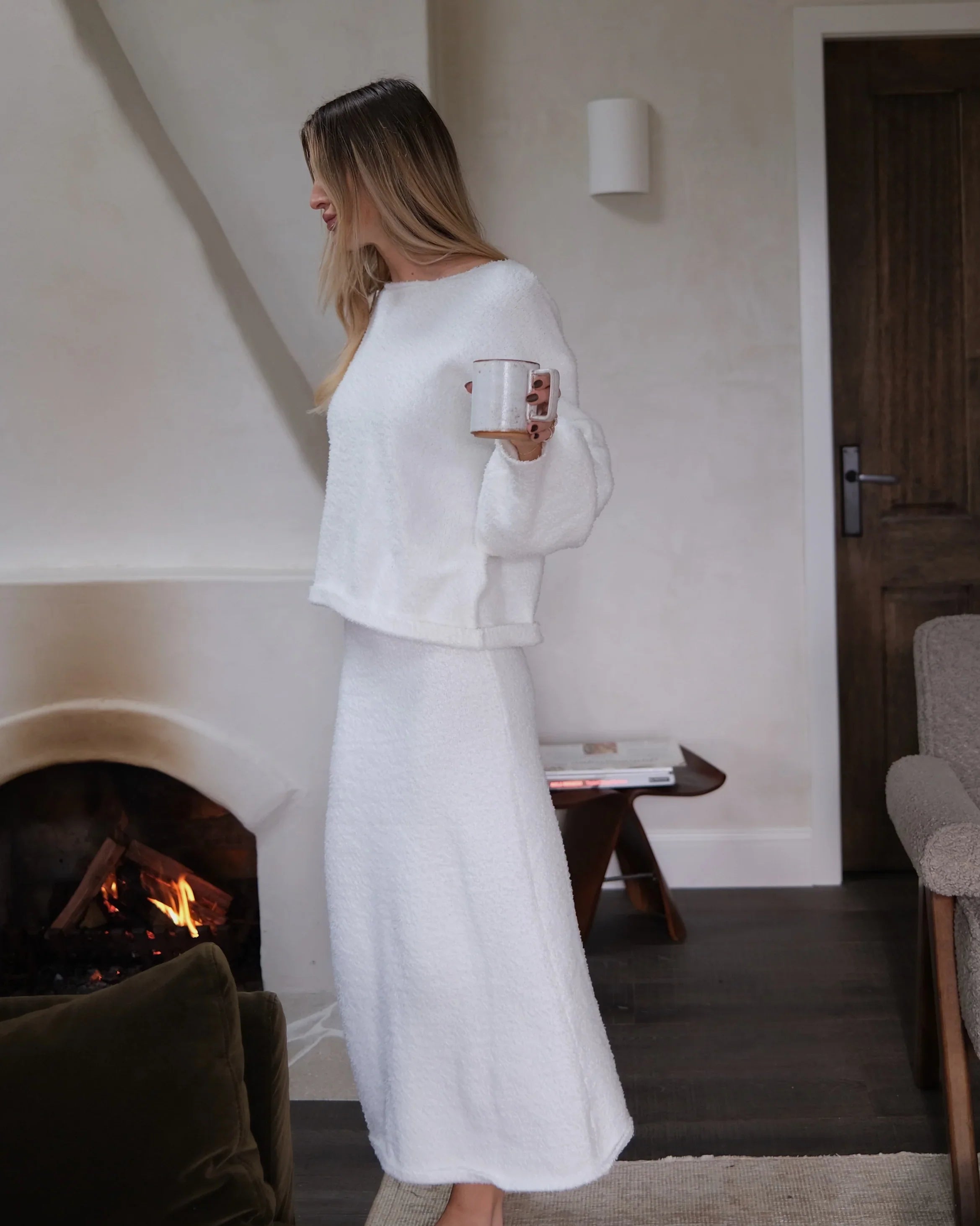 Cohen Knit Midi Skirt Off White