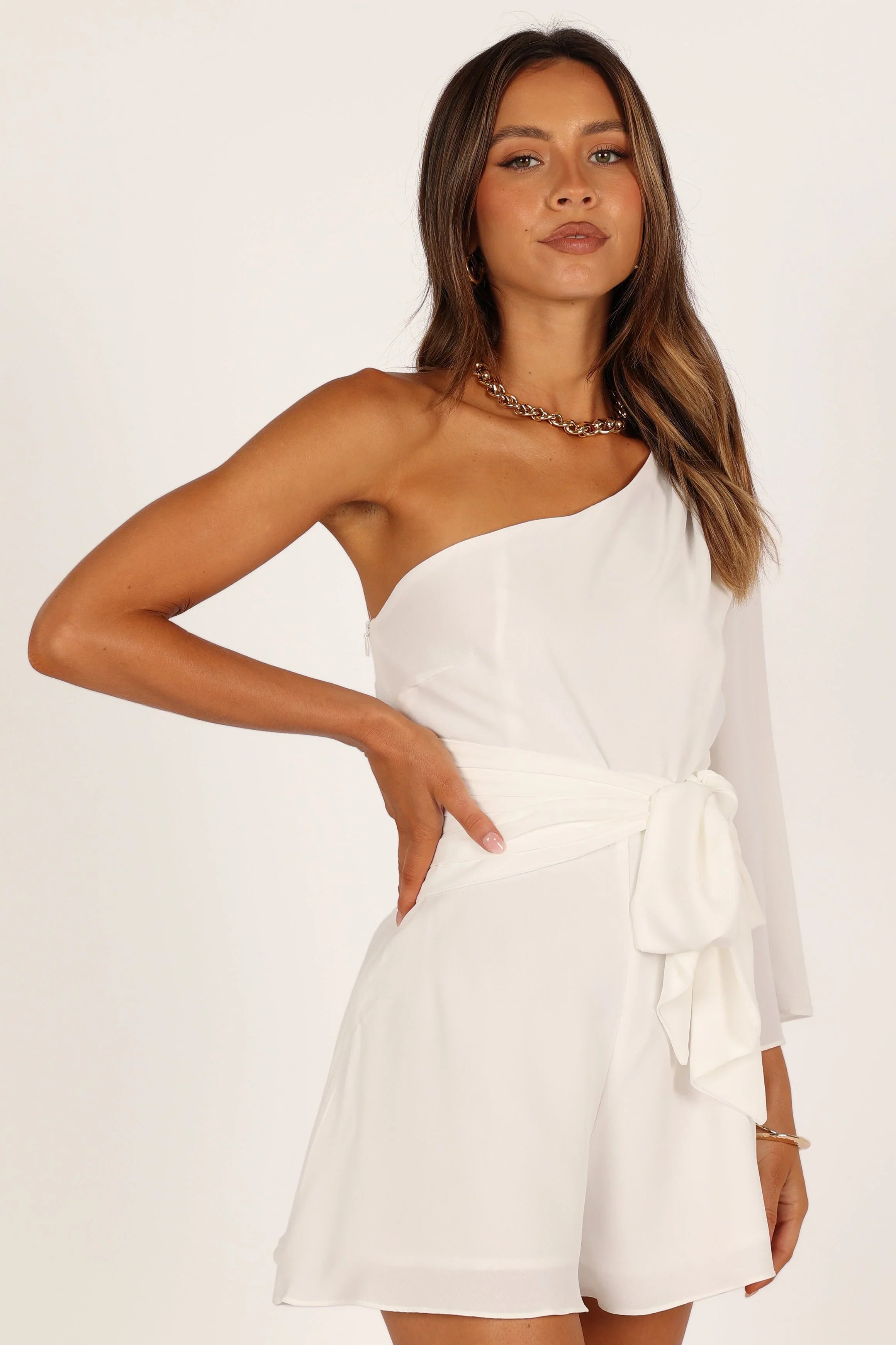 Tien One Sleeve Romper White