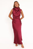Anabelle Halter Neck Lace Maxi Dress Berry