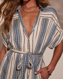 Falling Sun Striped Midi Shirt Dress