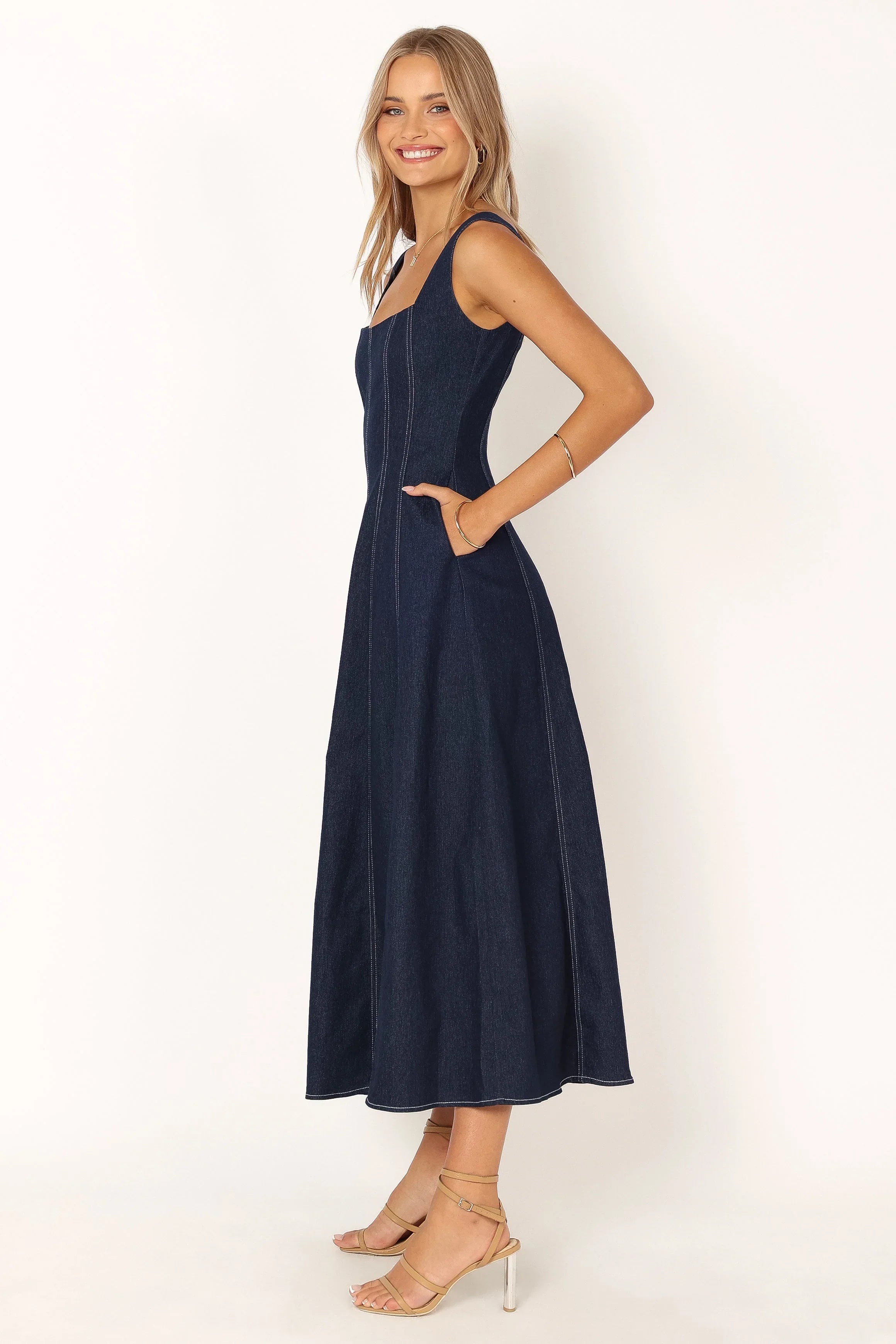 Callum Midi Dress Dark Denim