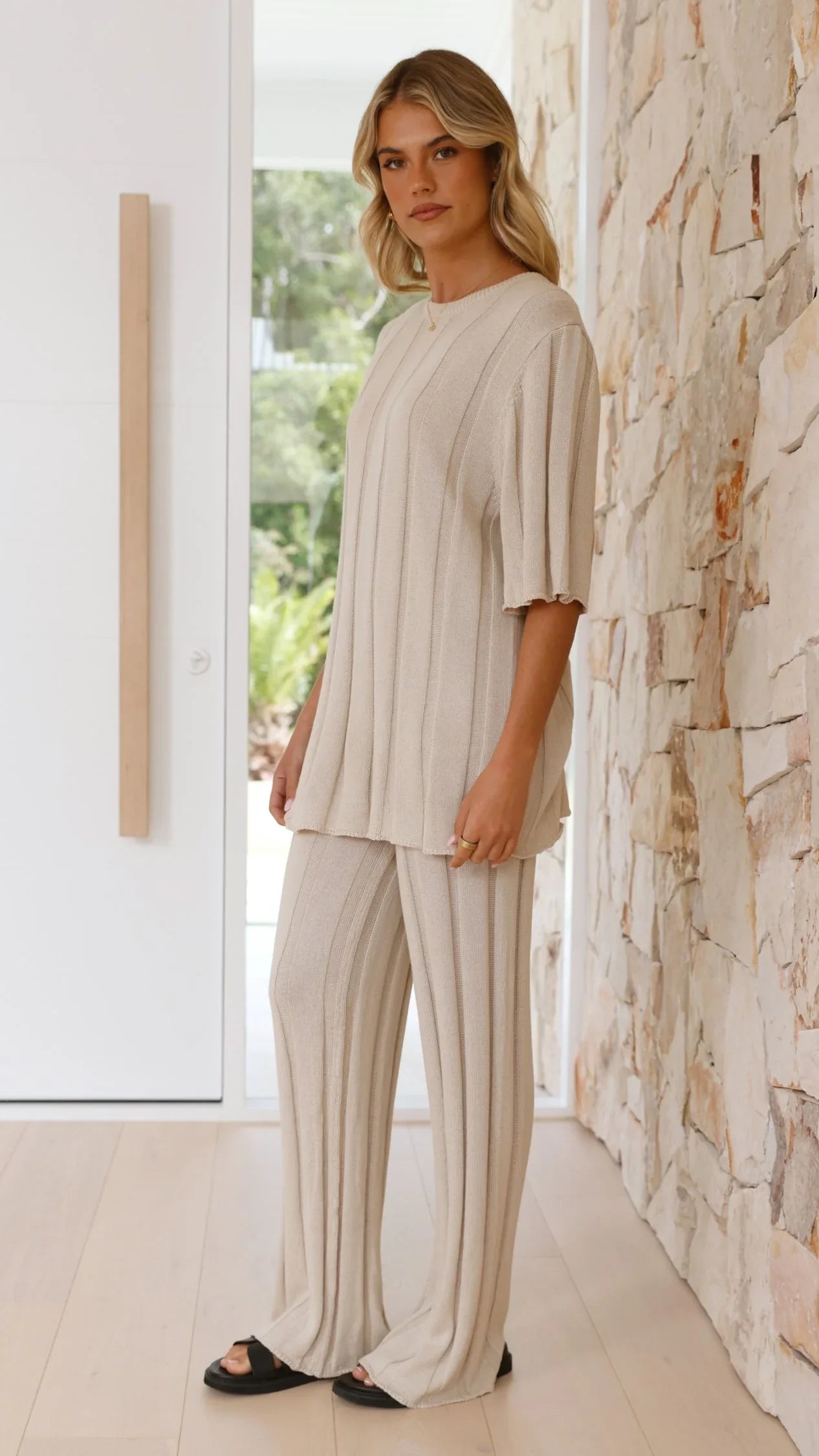 Bayu Knit Pants Cream