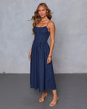 Good On You Denim Bustier Midi Dress