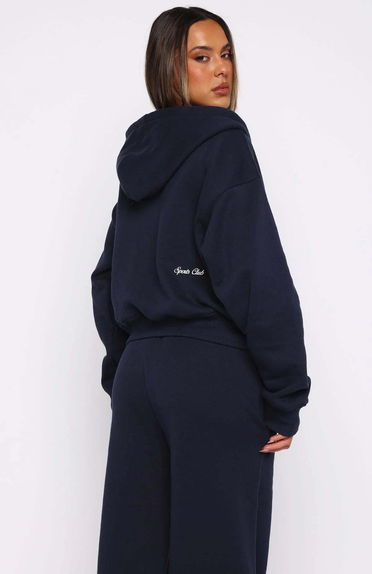 Club 14 Allie Boxy Zip Front Hoodie Navy