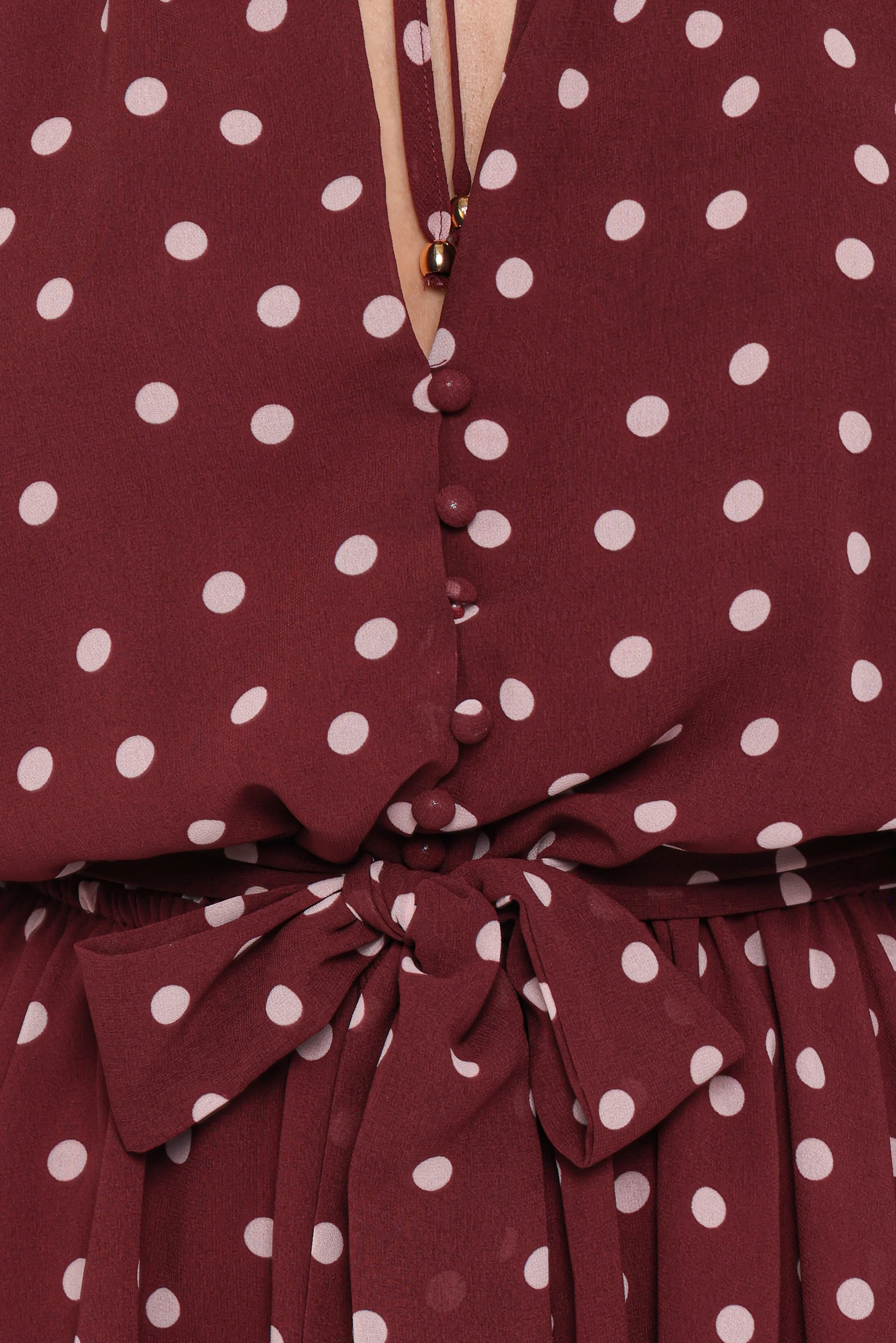 Michelle Romper Burgundy Polka Dot