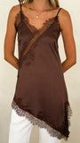 Sayuri Satin Lace Mini Tunic Chocolate