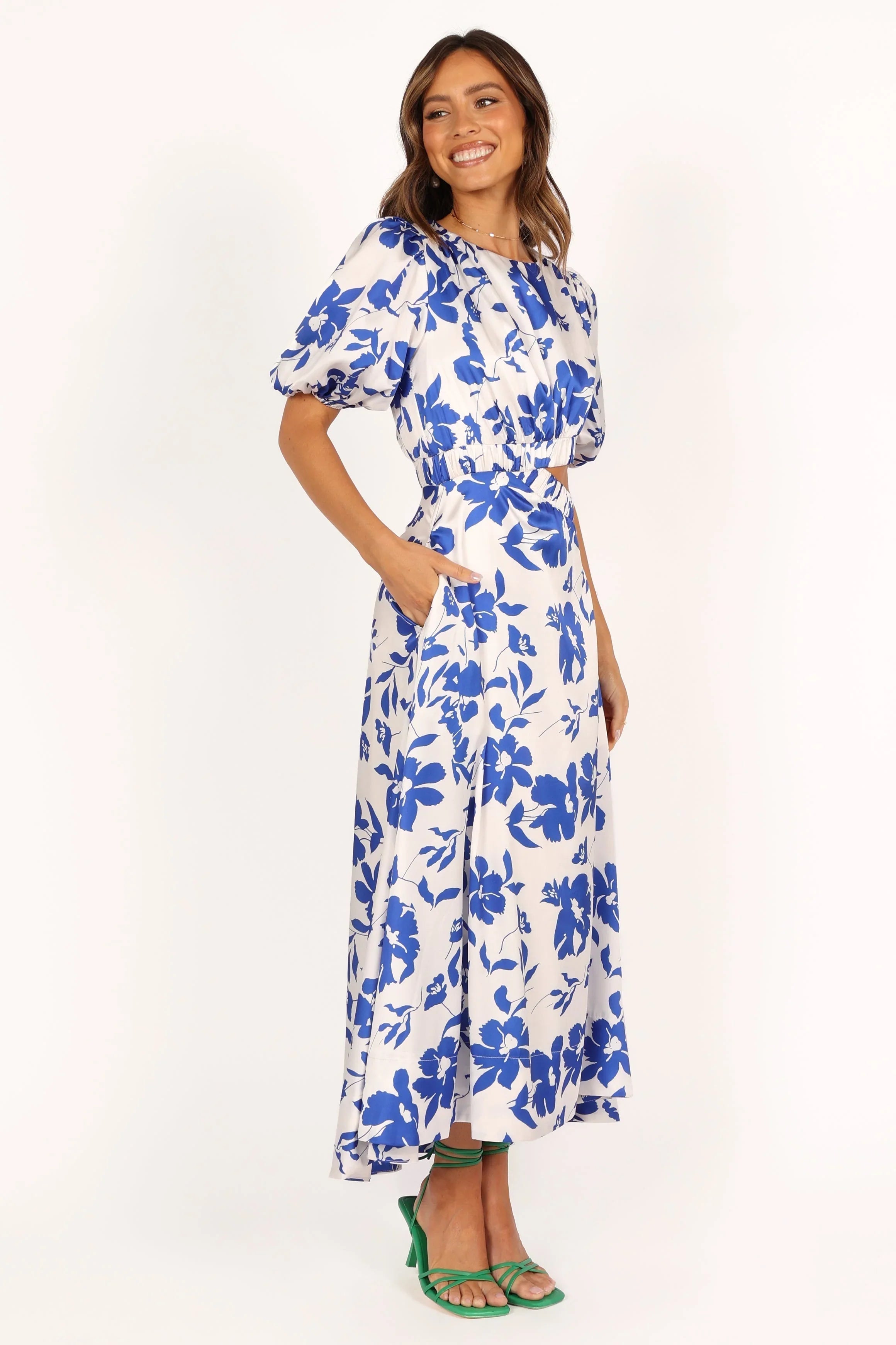 Aminah Puff Sleeve Dress Blue Floral