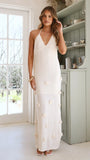 Sancha Flower Knit Maxi Dress Beige