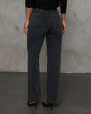 Dusky Charm Stretch High Rise Straight Leg Clean Hem Jeans