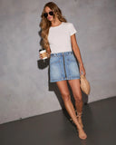Cerise Zipper Front Denim Mini Skirt