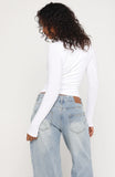 Serenade Her Ribbed Long Sleeve Top White