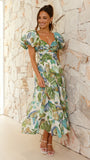 Balthazar Maxi Dress Green Blue Print