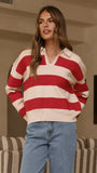 Kodi Sweater Red Beige Stripe