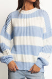Courtney Thick Stripe Knit Sweater Blue Cream