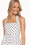 Gemini Halterneck Maxi Dress White Polka Dot
