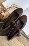 Tayla Ballet Flats Chocolate Faux Suede
