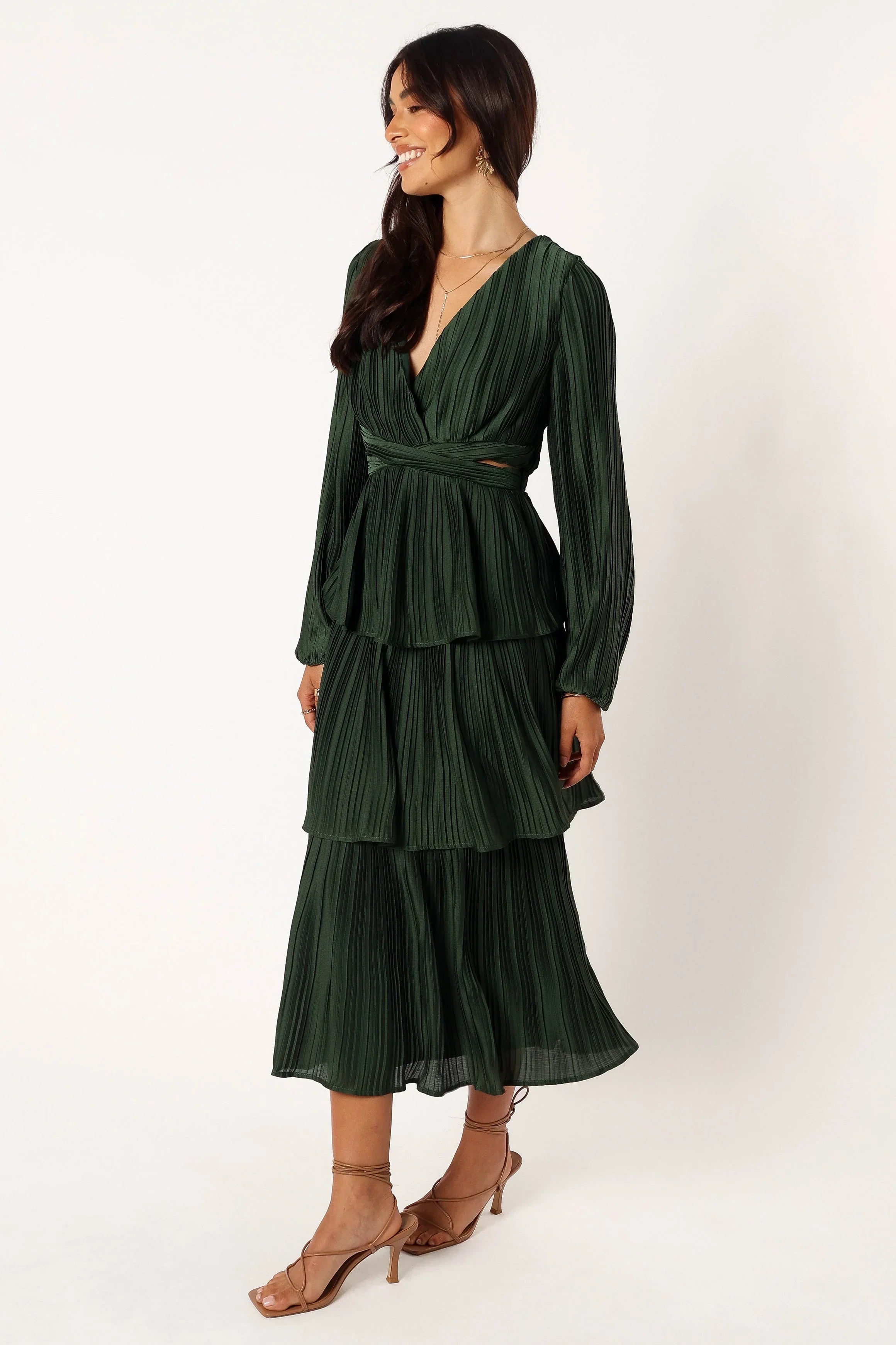 Pippa Long Sleeve Midi Dress Emerald