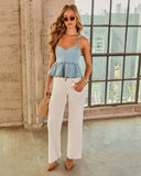 Avantie Denim Peplum Top