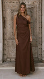 Larissa One Shoulder Maxi Dress Brown