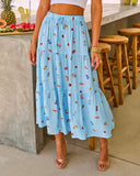 Sun Pop Gingham Novelty Print Midi Skirt