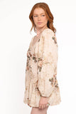 Greta Long Sleeve Romper Beige Floral