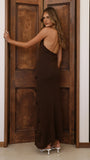 Sancha Flower Knit Maxi Dress Chocolate