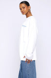 Little Bit Loud Oversized Long Sleeve Tee White