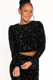 Quinne Cropped Sequin Top Black