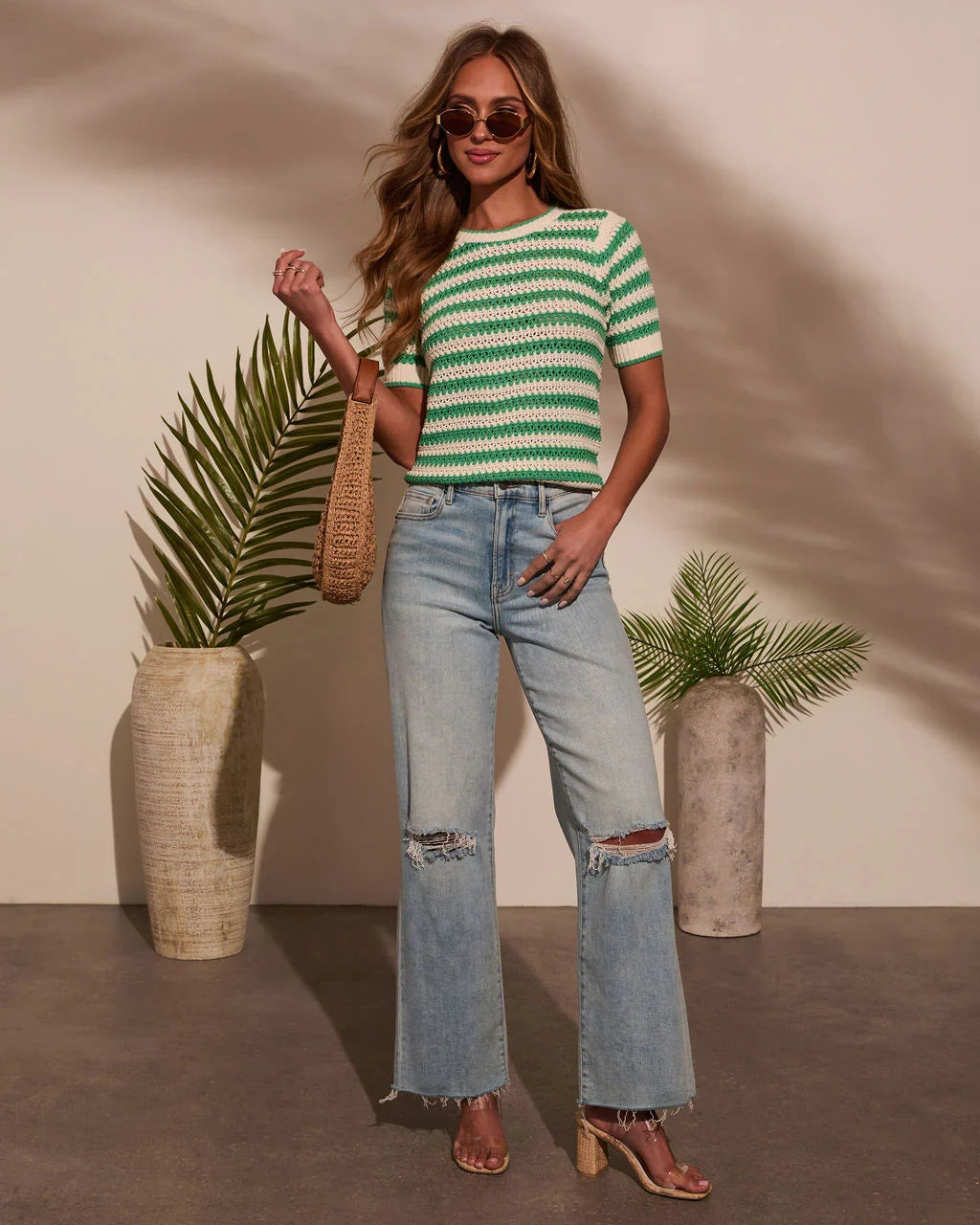 Mariselle Striped Crochet Top