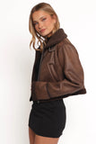 Omi Faux Matte Leather Jacket Brown