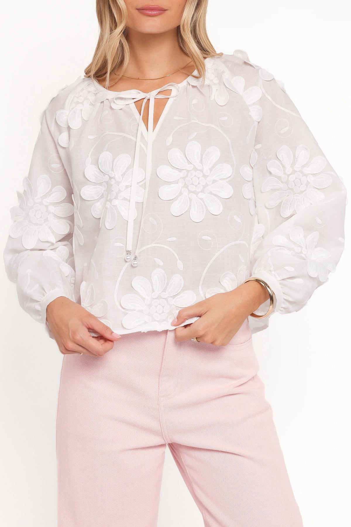 Leire Embroidered Blouse White