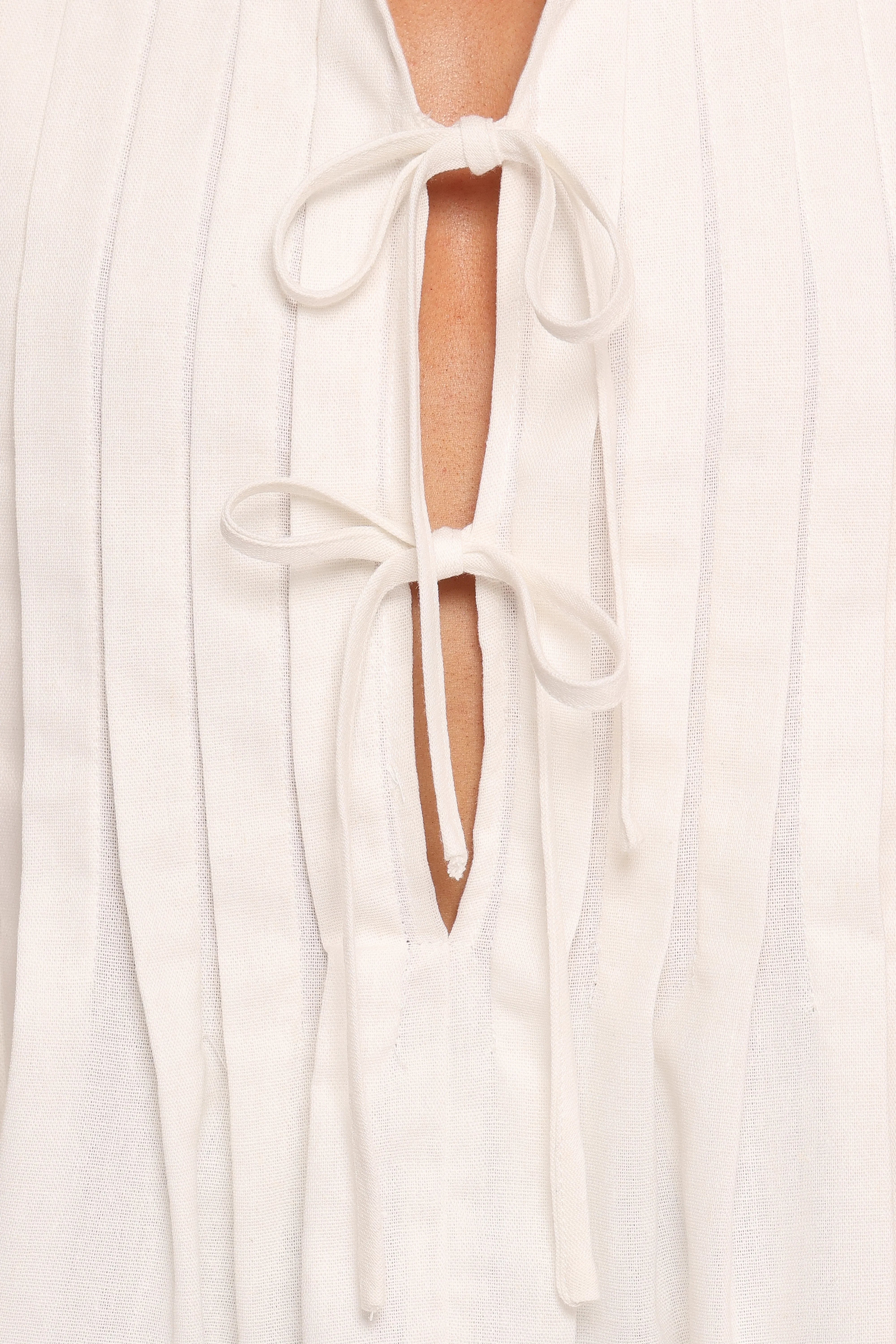 Delia Pleat Tie Top White