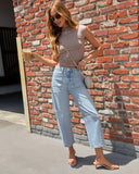 Eveline Stretch High Rise Cropped Distressed Barrel Jeans