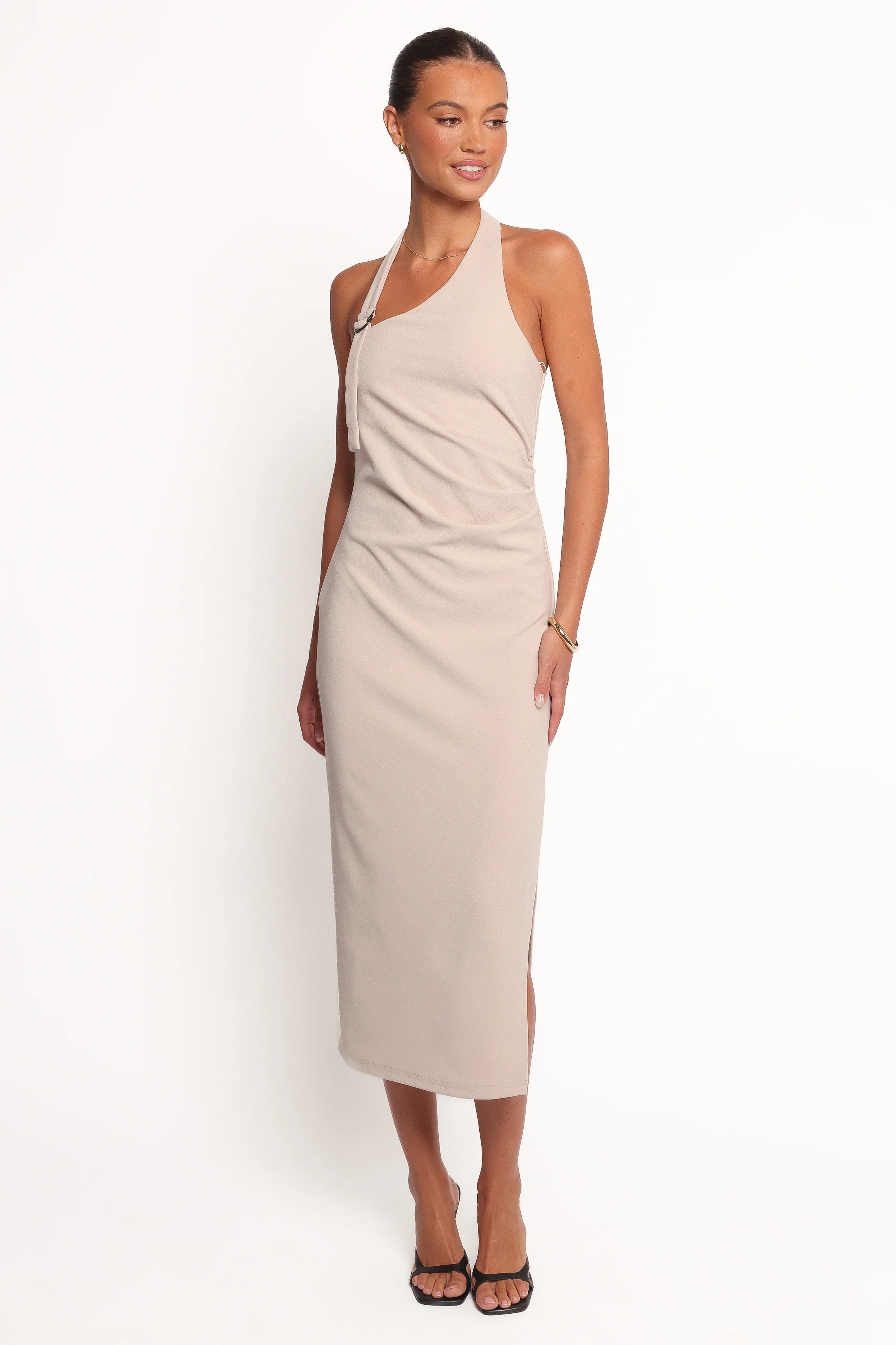 Sylvan Halter Midi Dress Stone