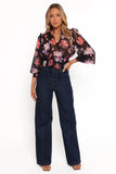 Cody Top Black Blurred Floral