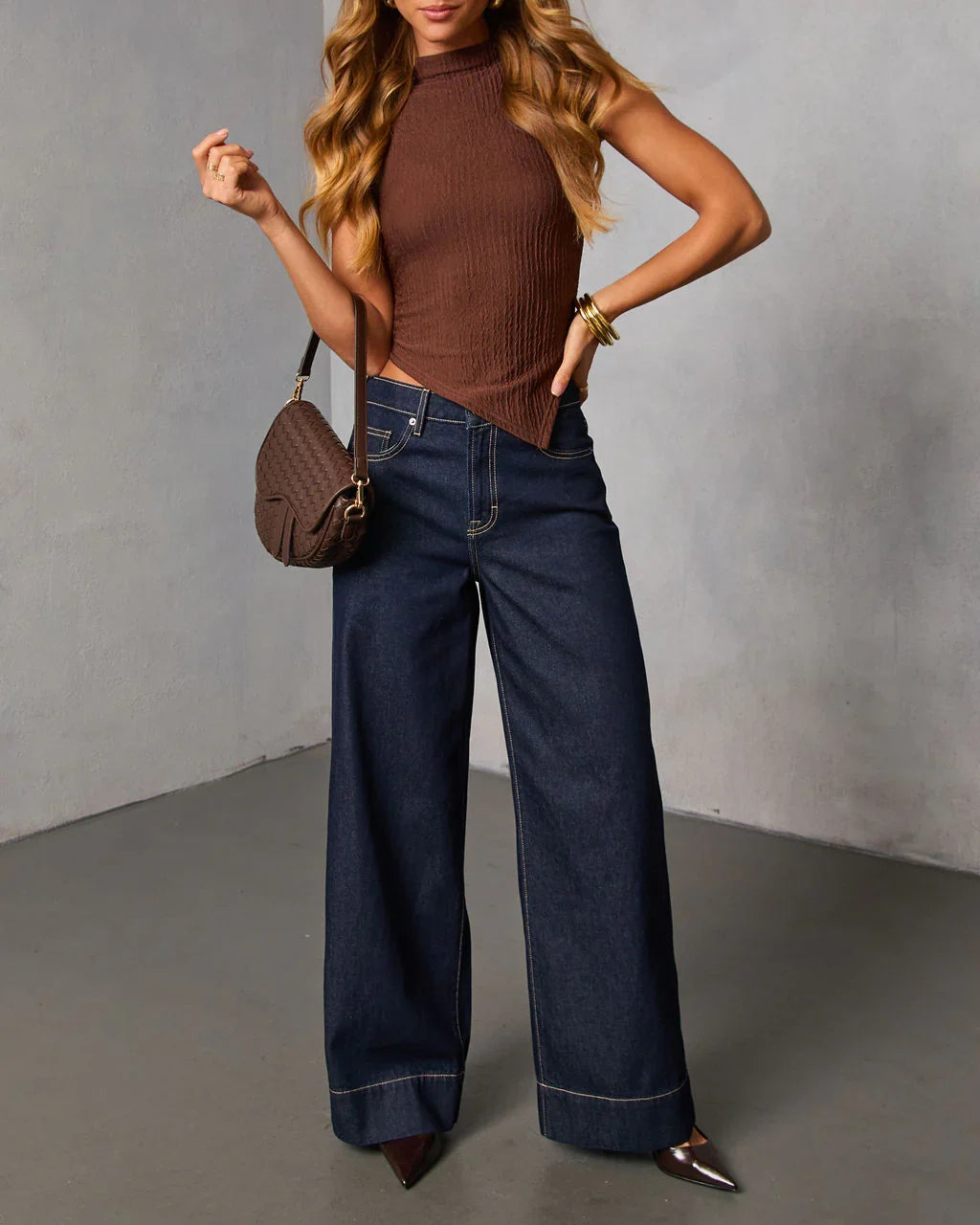 Weekend Plans Rigid High Rise Wide Leg Jeans