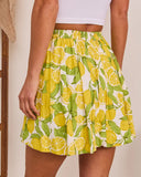 Sweet Zest Lemon Print Mini Skirt