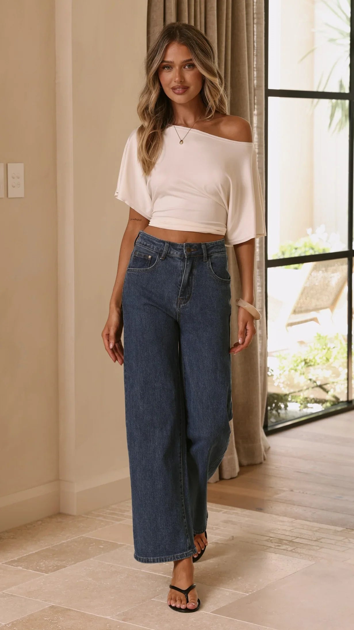Vinnie Straight Leg Jeans Mid Blue