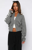 Stripe Me Down Knit Jacket Charcoal Grey