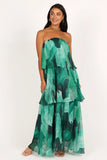 Bloom Strapless Maxi Dress Green Floral