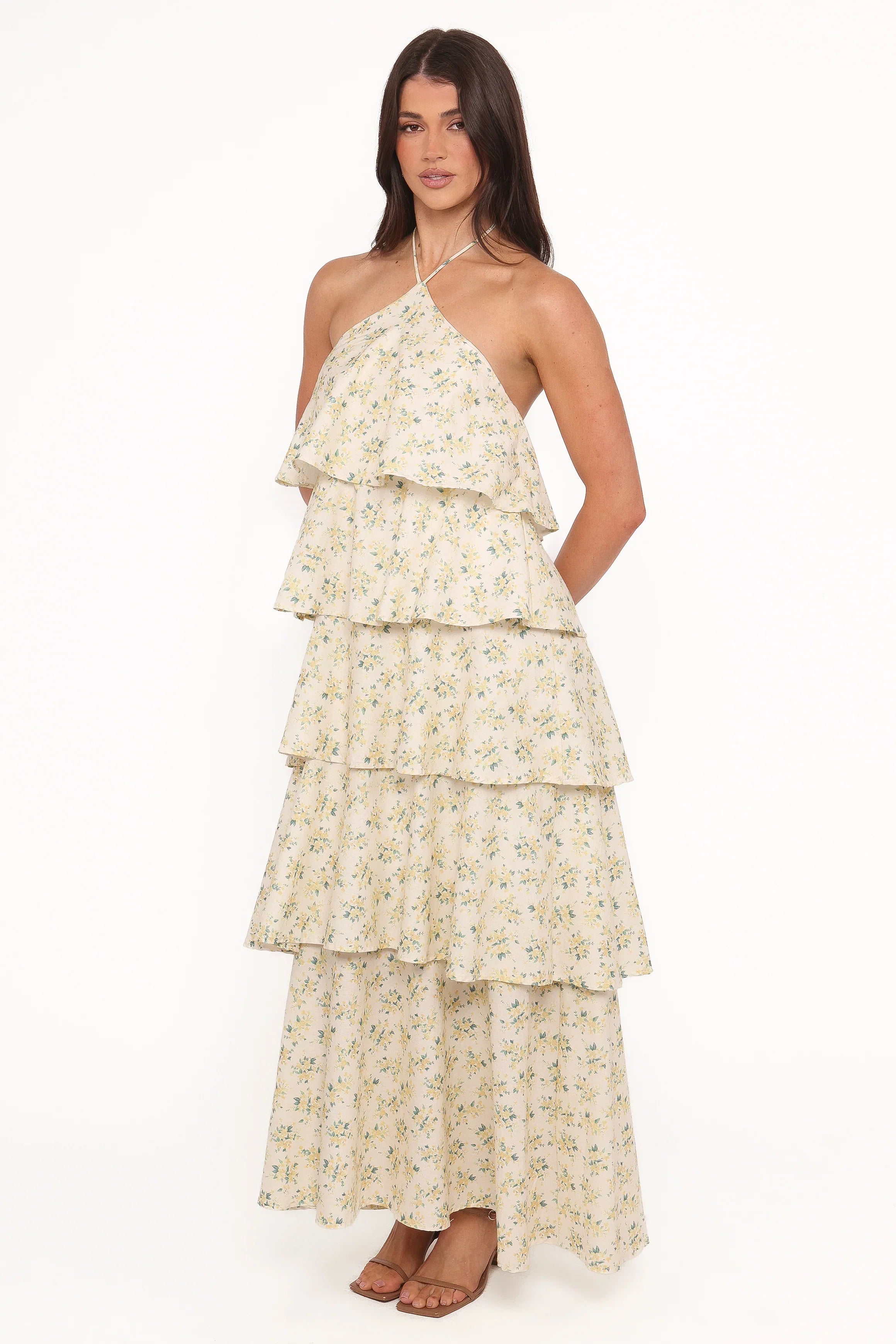 Darlia Halterneck Maxi Dress Yellow Floral