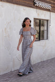 Jayda Puff Sleeve Jumpsuit Grey Floral